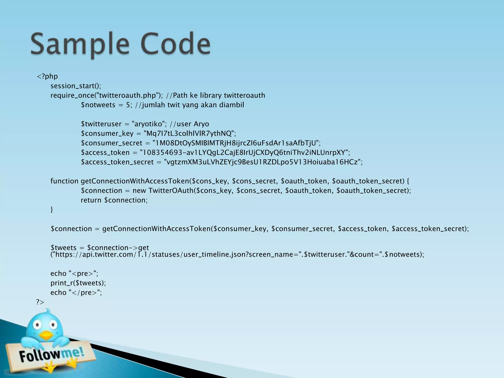 Tutorial Contoh Penggunaan API Twitter | PPT