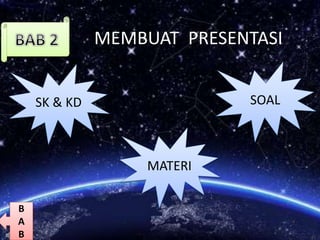 MEMBUAT PRESENTASI
SK & KD
MATERI
SOAL
B
A
B
 