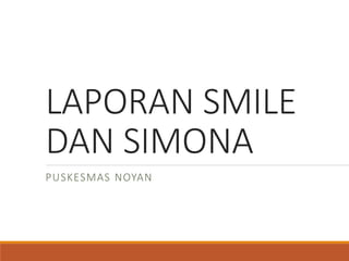 LAPORAN SMILE
DAN SIMONA
PUSKESMAS NOYAN
 