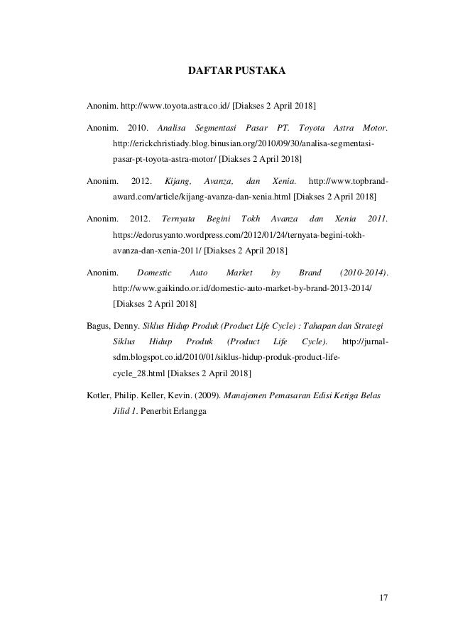 Analisis Manajemen Pemasaran Pada Pt Toyota Astra Motor Makalah