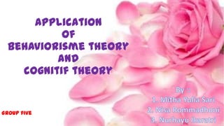 Group five
Application
of
behaviorisme theory
and
cognitif theory
 