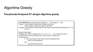 Knapsack Problem : Greedy vs Dynamic Programming | PPTX