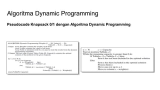 Knapsack Problem : Greedy vs Dynamic Programming | PPTX