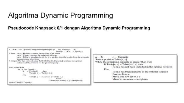 Knapsack Problem : Greedy vs Dynamic Programming | PPTX