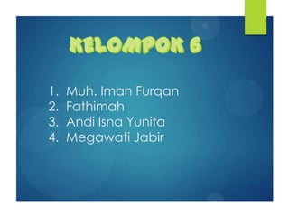1. Muh. Iman Furqan
2. Fathimah
3. Andi Isna Yunita
4. Megawati Jabir
 