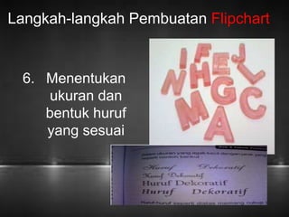 Langkah-langkah Pembuatan Flipchart 
6. Menentukan 
ukuran dan 
bentuk huruf 
yang sesuai 
 