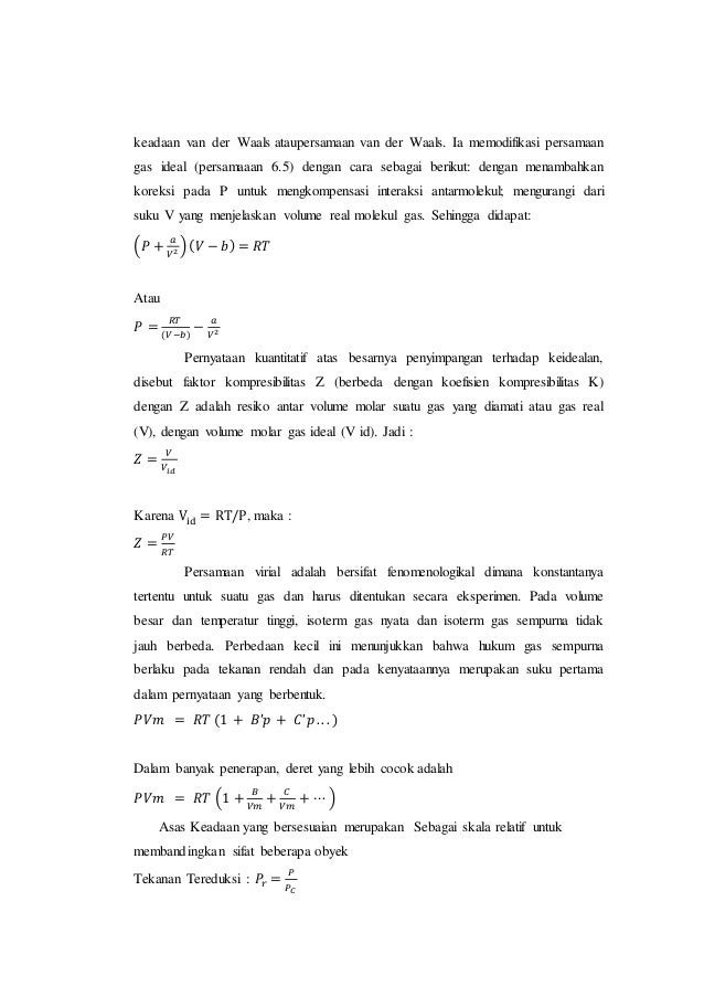 Makalah Gas Tidak Ideal Real Gas
