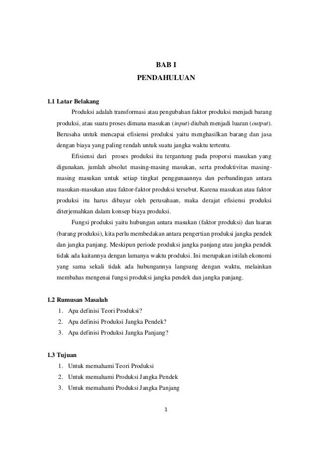 Teori Produksi Pengantar Ekonomi Mikro Makalah