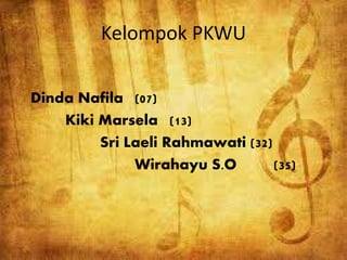 Kelompok PKWU
Dinda Nafila (07)
Kiki Marsela (13)
Sri Laeli Rahmawati (32)
Wirahayu S.O (35)
 