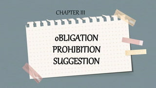 oBLIGATION
PROHIBITION
SUGGESTION
CHAPTER III
 