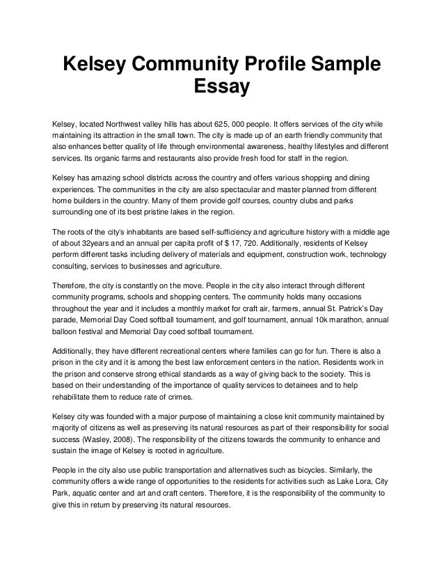 Kelsey Community Profile Sample Essay Term Paper Essay Proposal For An Essay Kelsey Community Profile Sample Essay Example Of Autobiography Essay also Proposal Essay Examples