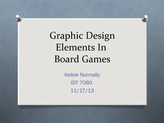 Graphic Design
Elements In
Board Games
Kelsie Nunnally
IDT 7060
11/17/13

 