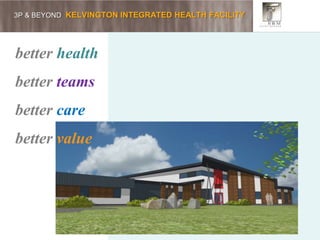 3P & BEYOND KELVINGTON INTEGRATED HEALTH FACILITY
better health
better teams
better care
better value
 