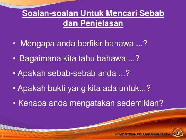 Contoh Soalan Kemahiran Berfikir Aras Tinggi Bahasa Melayu 
