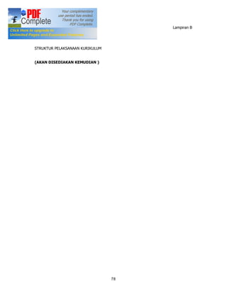 Lampiran B




STRUKTUR PELAKSANAAN KURIKULUM


(AKAN DISEDIAKAN KEMUDIAN )




                                 78
 