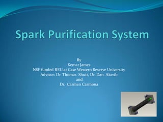 Spark Purification System	 By  Kemar James NSF funded REU at Case Western Reserve University Advisor: Dr. Thomas  Shutt, Dr. Dan  Akerib  and   Dr.  Carmen Carmona 