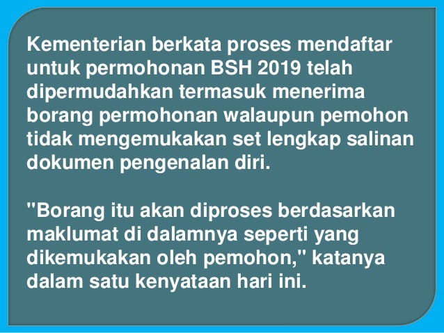 Kemaskini Bantuan Sara Hidup 2019