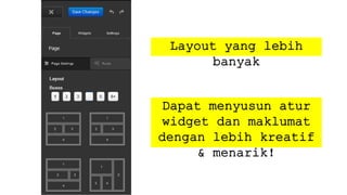 Layout yang lebih
banyak
Dapat menyusun atur
widget dan maklumat
dengan lebih kreatif
& menarik!
 