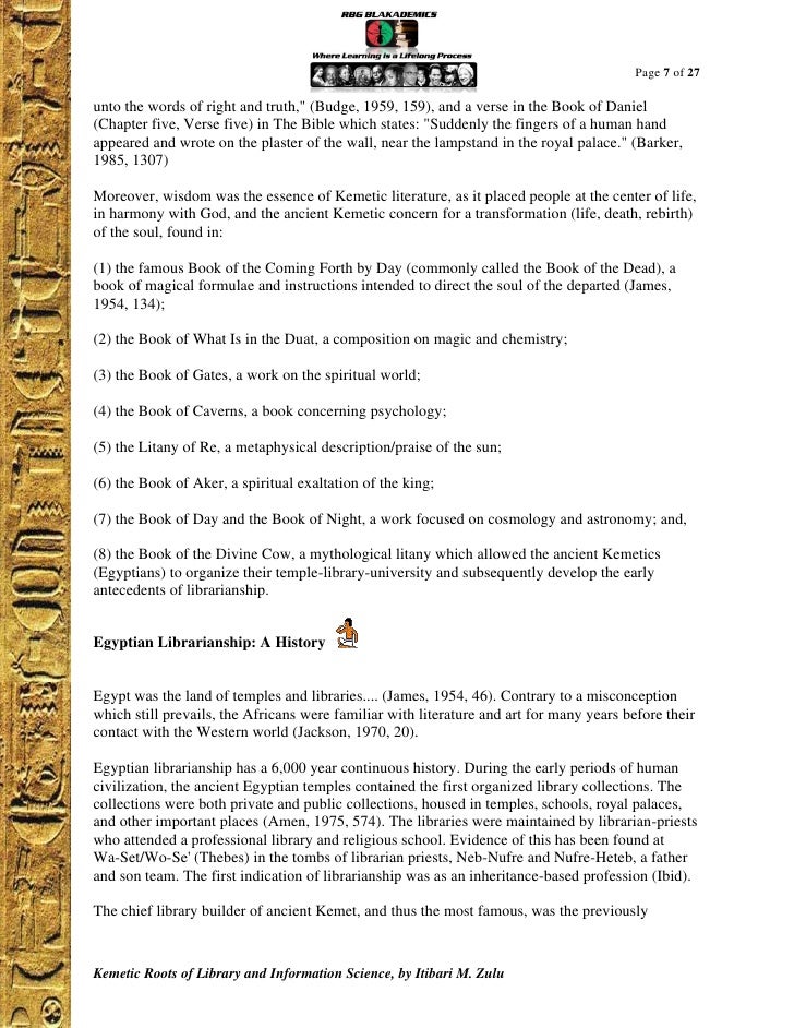 Kemetic Roots of Library and Information Science, by 