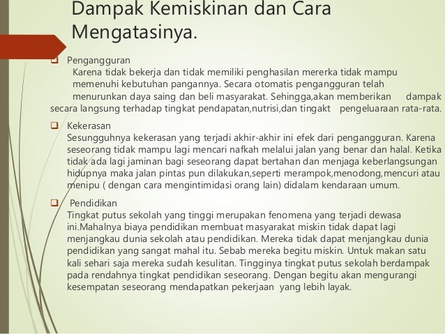 Kemiskinan Dan Kesenjangan Pendapatan