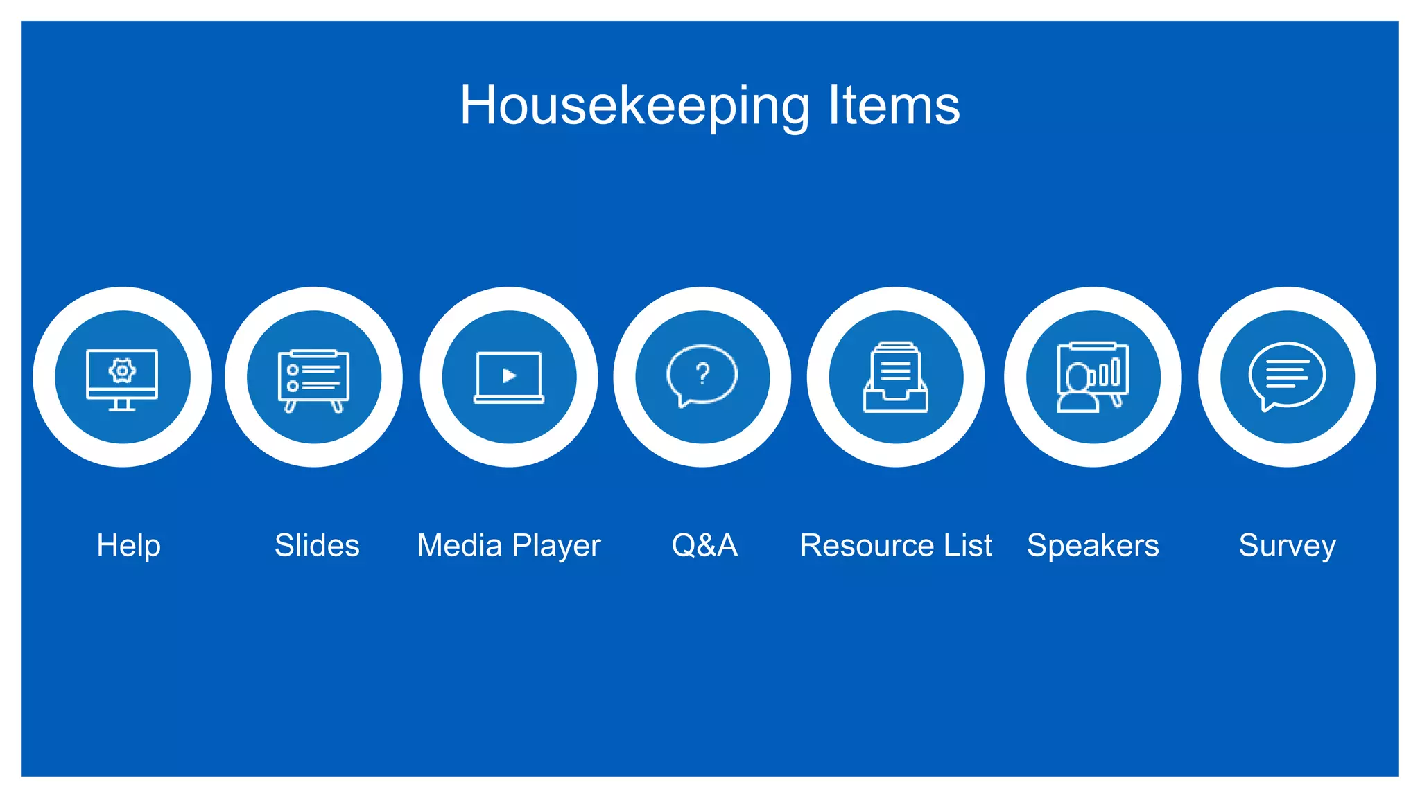 Help Slides Media Player Resource ListQ&A
Housekeeping Items
Speakers Survey
 