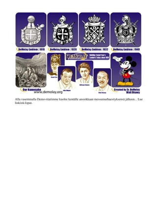 Alla vasemmalla Demo-ritarimme kuolee kentälle ansiokkaan messumurhaesityksensä jälkeen... Lue 
linkistä loput. www.slideshare.net/syottovasikka/evakkotie s.40 
 