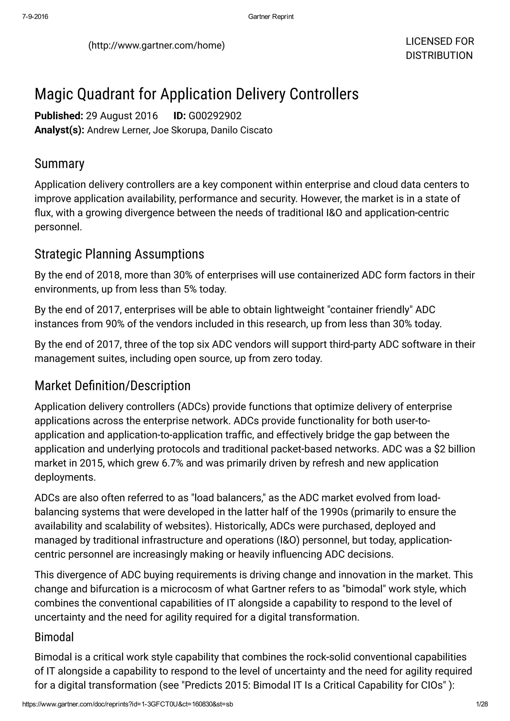 Kemp Technologies rises on Gartner's Magical Quadrant for ADC PDF