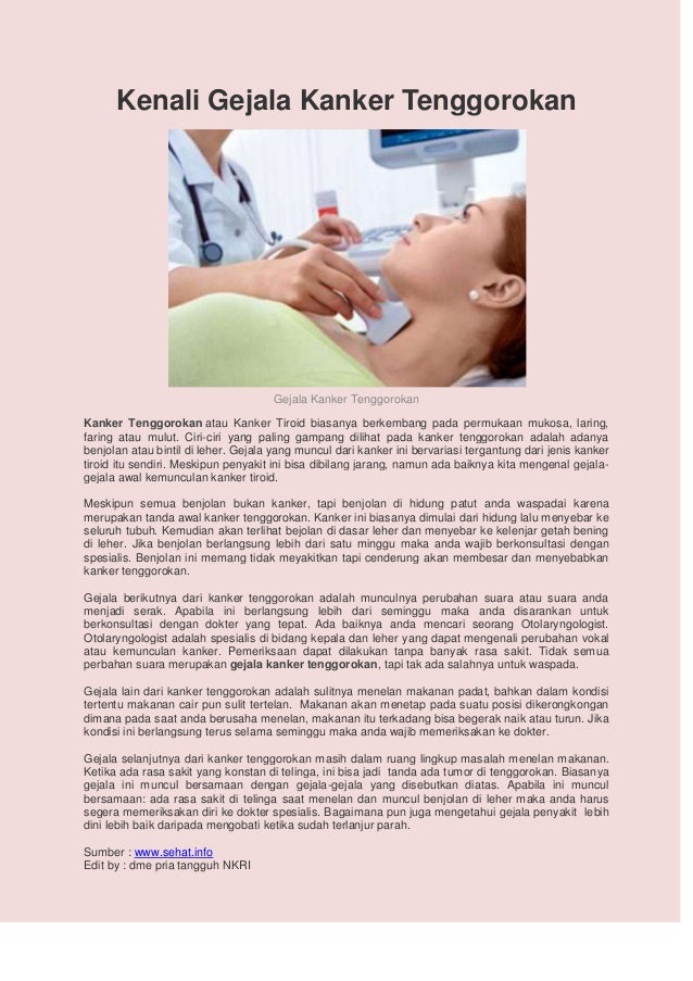 Mengenal Kanker Tenggorokan Ini Tanda Awal Dan Faktor Risikonya