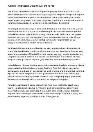 Kenali Tingkatan Dalam IDN Poker88 Kenali Tingkatan Dalam IDN Poker88