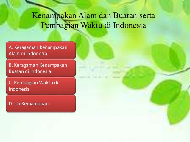 Kenampakan alam dan buatan serta pembagian waktu di