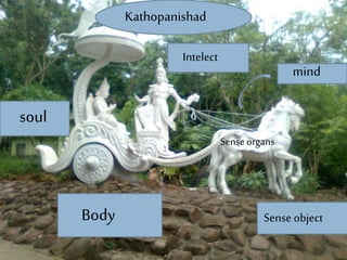 Sense organs
mind
Intelect
soul
Body Sense object
Kathopanishad
 