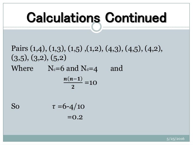 Kendall rank correlation