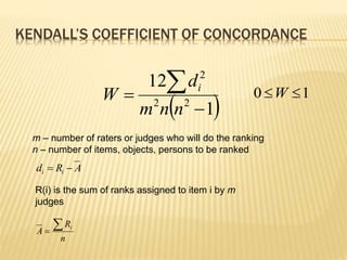 Kendall’s coefficient of concordance | PPTX