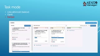 Task mode
• Lista aktivnosti (taskovi)
• Gantt
• Kanban
 