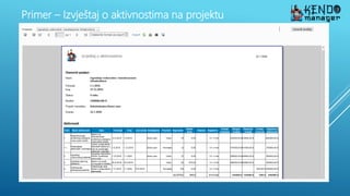 Primer – Izvještaj o aktivnostima na projektu
 
