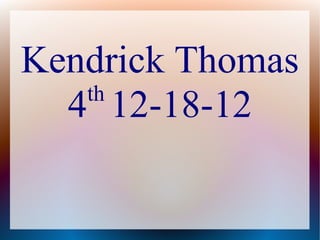 Kendrick thomas | ODP | Movies | Entertainment