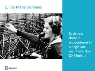 2. Too Many Domains
 Each new
domain
encountered in
a page can
result in a slow
DNS lookup
 