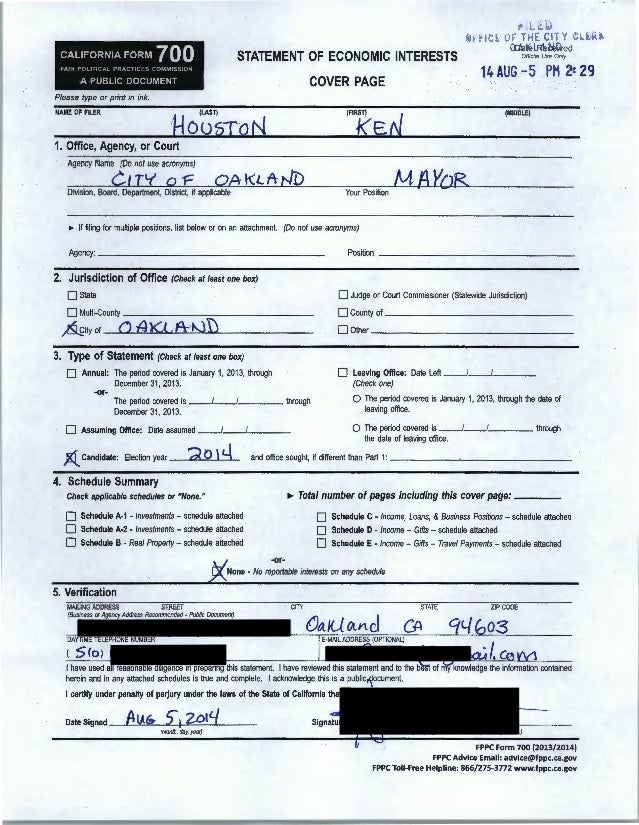 ken houston form 700 statement of financial interests af form 1137