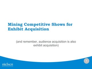 Mining Competitive Shows for Exhibit Acquisition (and remember, audience acquisition is also exhibit acquisition) 