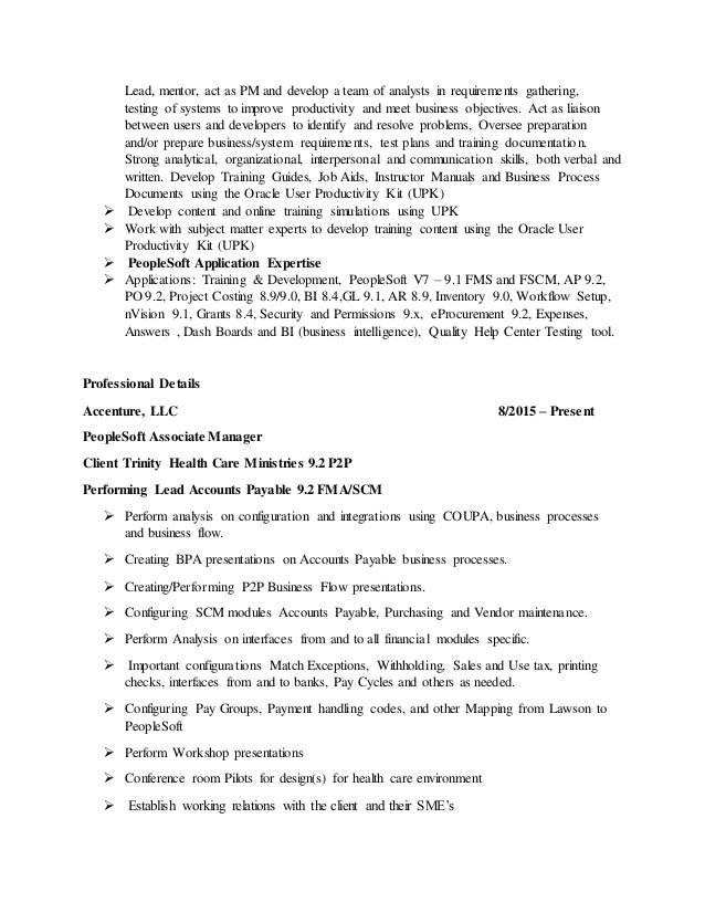 peoplesoft resume sample