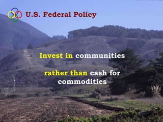 U.S. Federal Policy




   Invest in communities

     rather than cash for
         commodities
 