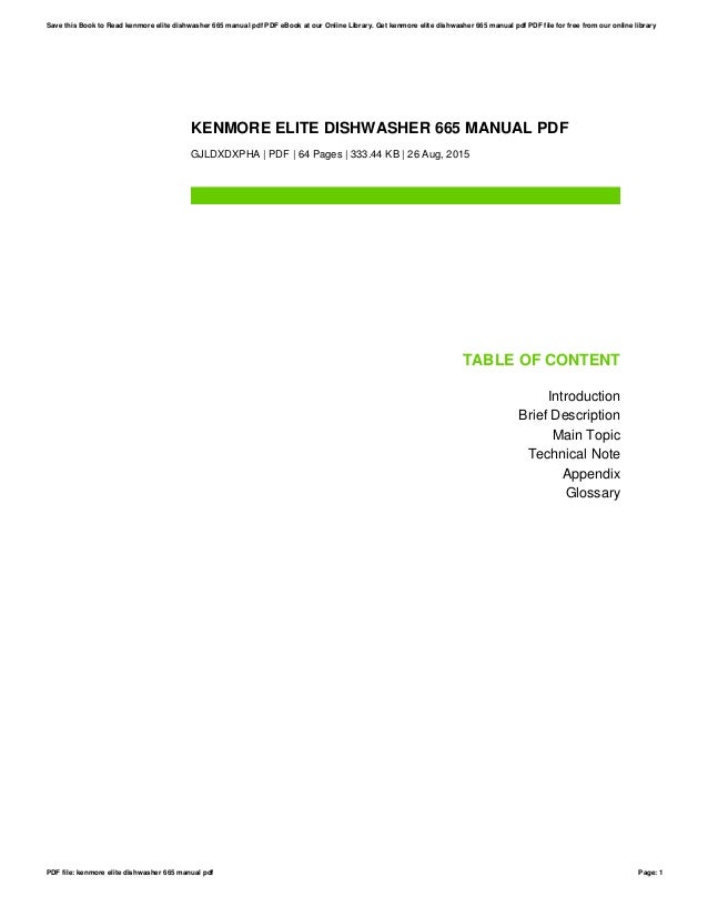 kenmore 665 dishwasher