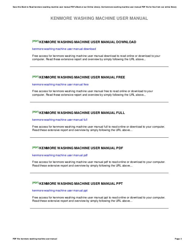 Kenmore washing-machine-user-manual