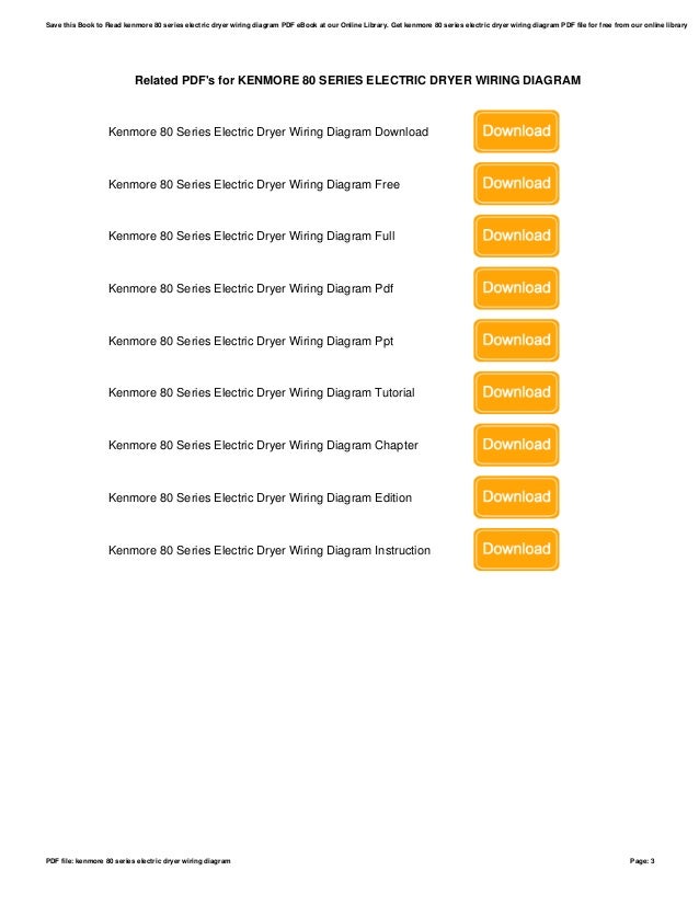Kenmore 80 Series Electric Dryer Wiring Diagram