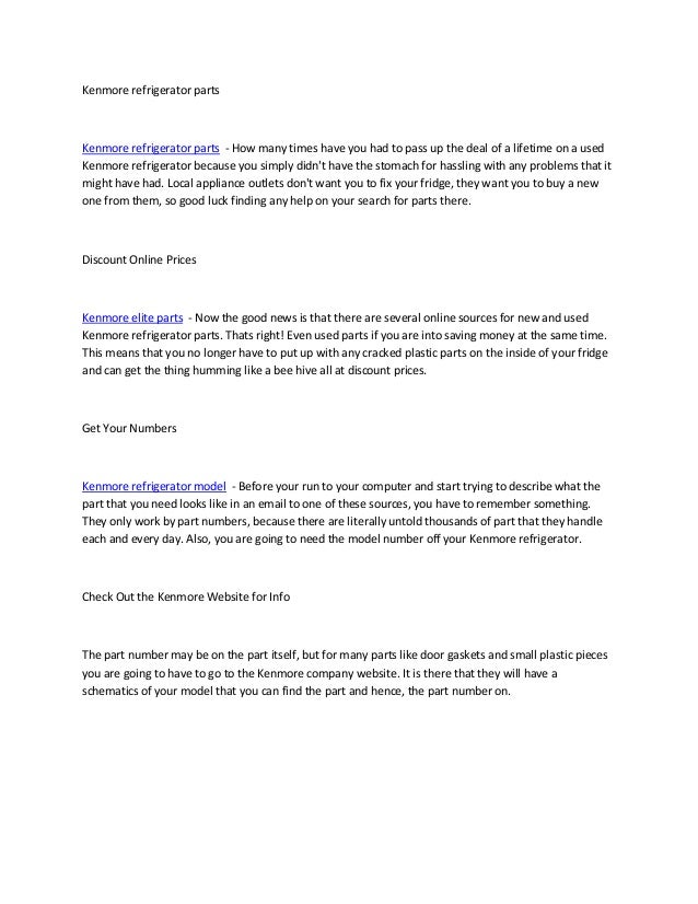 Kenmore refrigerator parts
