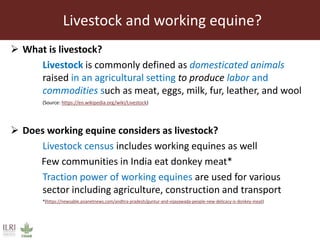 Role and contribution of working equines in India