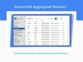 Kennected Aggregated Reviews
https://sites.google.com/view/kennected/reviews
 