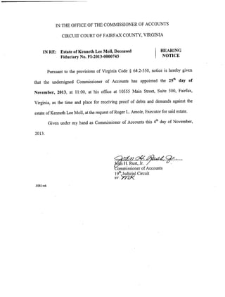 Kenneth Lee Moll Hearing Notice