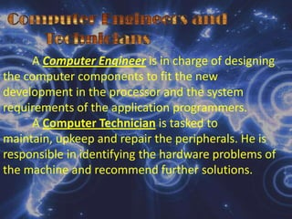 PeoplewareRefers to the data-processing staff that performs numerous activities such as programming, systems analysis, computer operations, system maintenance and the like. 