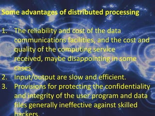 The last phase in data processing is the output. Once the data has been captured and processed, these raw facts/data are transformed into useful and meaningful information. In this phase we can compare the outputs and the goals set in advance, and discrepancy is analyzed, corrected, and fed back to the proper stage in the processing operation.